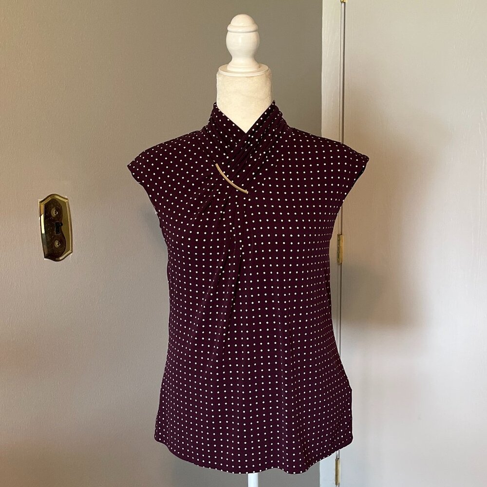 Purple Polka Dot Sleeveless Top - Calvin Klein
